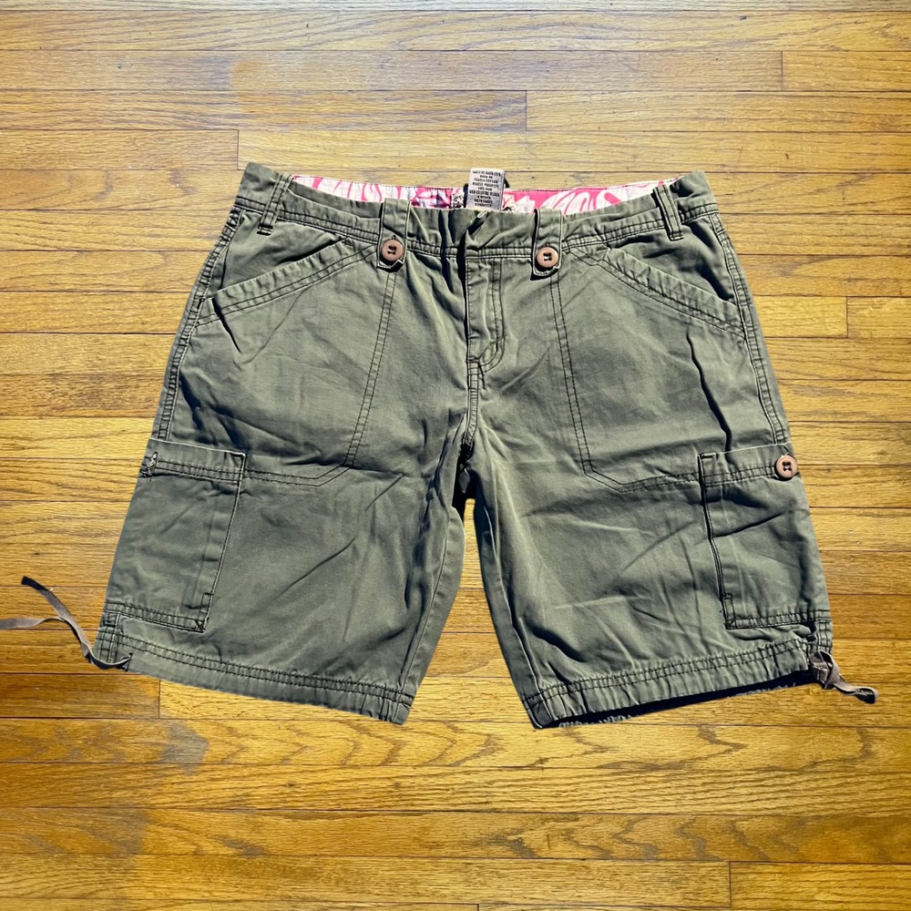 Roxy Islander Olive Green Cargo Shorts Womens Size 11 Cotton Utility Shorts